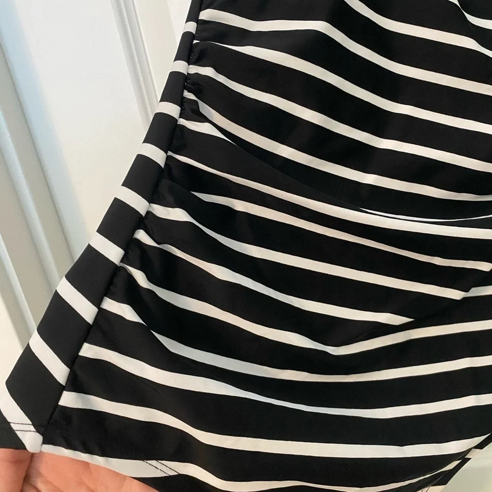 * Kona Sol Black White Striped Strapless or Halter One Piece Swimsuit Size M - Picture 6 of 8